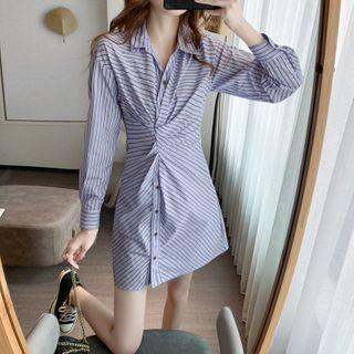 Striped Tie-front Shirtdress