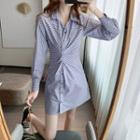 Striped Tie-front Shirtdress