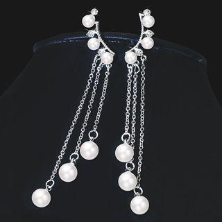 Faux-pearl Fringe Earring