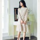 Long-sleeve Lace Dress With Sash