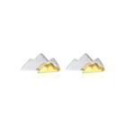 Sterling Silver Simple And Fashion Two-color Mountain Stud Earrings Silver - One Size
