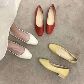 Low Heel Square Toe Flats