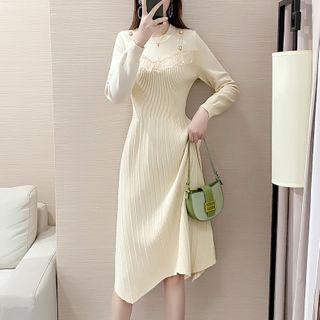 Asymmetrical Knit Midi A-line Dress
