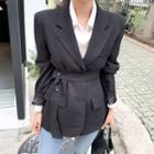 Single-breasted Blazer With Buttoned Belt