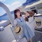Set: Short-sleeve T-shirt + Strappy Denim Dress