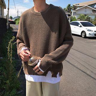 Loose-fit Mock Two-piece Knit Sweater