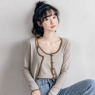 Set: Contrast Trim Cardigan + Camisole Top