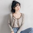 Set: Contrast Trim Cardigan + Camisole Top