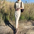 Turtleneck Cashmere Blend Maxi Knit Dress Ivory - One Size