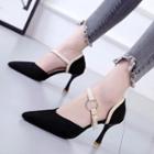 Faux Suede High Heel Ankle Strap Pumps