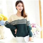 Two-tone Cable Knit Sweater