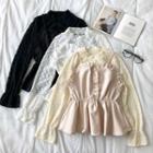 Long-sleeve Mock Two Piece Lace Top