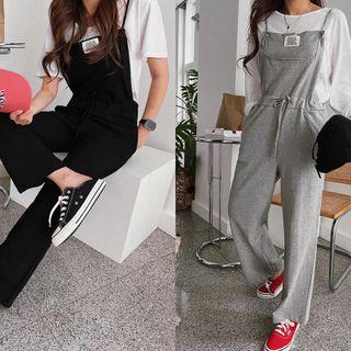 Label-detail Drawcord Jumpsuit