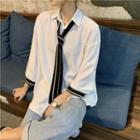 Loose-fit Shirt With Striped Tie