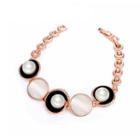 Simple Plated Rose Golden Circle Bracelet With White Austrian Element Crystals