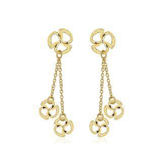 Fashion Simple Plated Gold Hollow Three-leafed Clover Tassel Earrings Golden - One Size