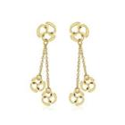 Fashion Simple Plated Gold Hollow Three-leafed Clover Tassel Earrings Golden - One Size