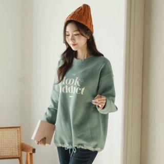 Drawcord Letter-printed Sweatshirt