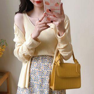 Set: Knit Tank Top + Plain Cardigan