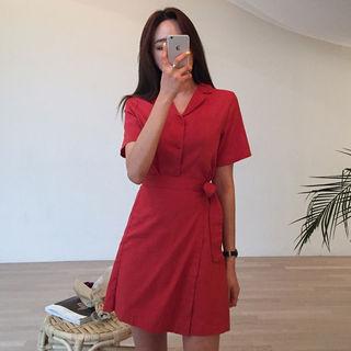 Linen-blend Mini Shirtdress