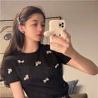 Short-sleeve Bead Bow Top