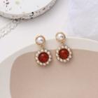 Faux Pearl Drop Earring 1 Pair - 925 Silver Earrings - Gold - One Size