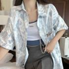 Short-sleeve Heart Print Shirt / Crop Tank Top
