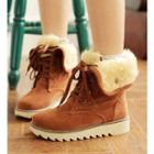 Fleece-lining Lace-up Short Boots