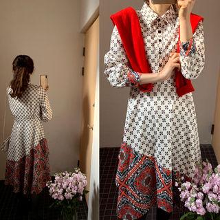 Pattern Dip-back Midi Shirtdress Ivory - One Size