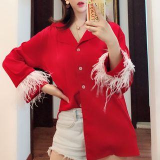 Fringed Notch-lapel Blouse