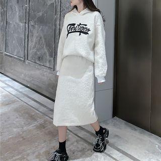 Set: Lettering Hoodie + Straight-fit Midi Skirt