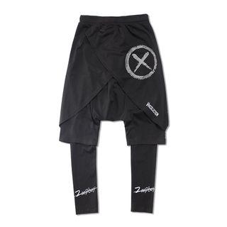 Set: Printed Harem Pants + Lettering Leggings