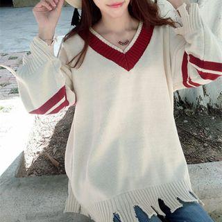 Striped Ripped Sweater