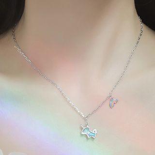 Sterling Silver Unicorn Necklace Silver - One Size