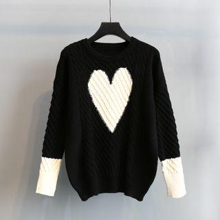 Heart Panel Long-sleeve Knit Top