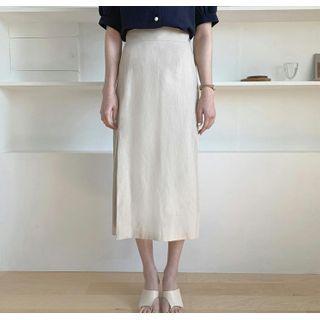 Plain Side-slit Midi Skirt