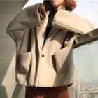 Lapel Dual-pocket Woolen Blazer Light Khaki - One Size