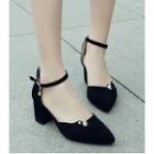 Ankle-strap Block-heel Pointed Toe Sandals