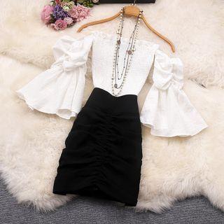 Set: Off Shoulder Blouse + Mini Pencil Skirt