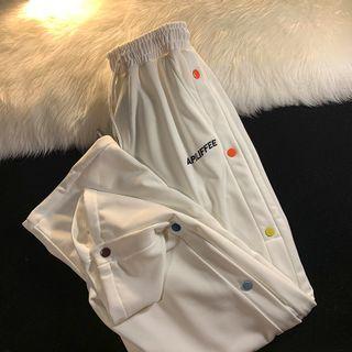 Lettering Buttoned Side Sweatpants