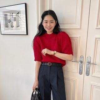 Puff-sleeve Woolen Sweater