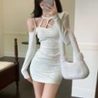 Asymmetrical Cutout Mini Bodycon Dress White - One Size