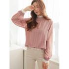 Pleated-trim Jacquard Top