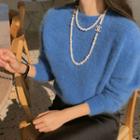 Round-neck Fluffy Wool Blend Sweater