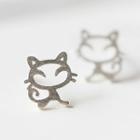 925 Sterling Silver Cat Earring 1 Pair - As Shown In Figure - One Size