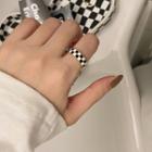 Checker Glaze Sterling Silver Ring