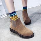 Faux Suede Elastic Panel Chelsea Ankle Boots