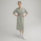 Collared Contrast-trim Midi Knit Dress With Sash