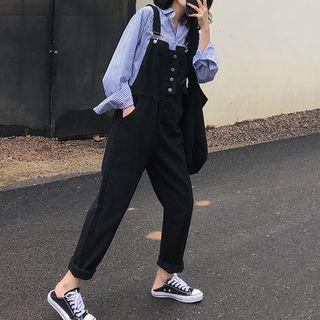 Striped Shirt / Plain Jumper Pants / Set