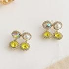 Rhinestone Faux Pearl Earring 1 Pair - Yellow - One Size